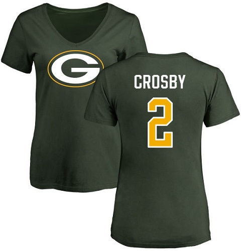 Green Bay Packers Green Women #2 Crosby Mason Name And Number Logo Nike NFL T Shirt